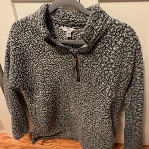 Womens Grey Sherpa Quarter-Zip